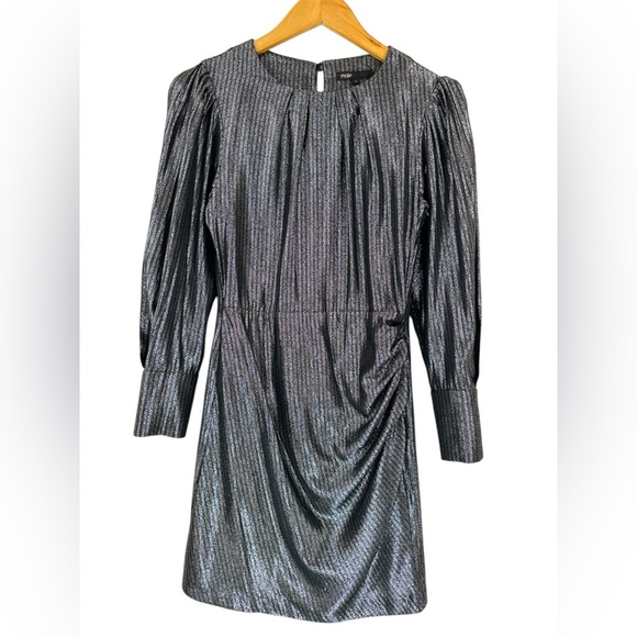 Maje Ralery Striped Metallic Mini Dress in Argent Silver EU Size 36 / US Small - Picture 4 of 16
